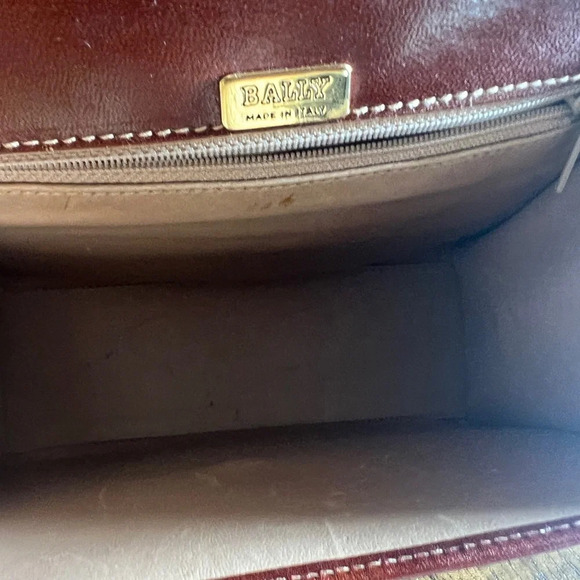 Bally Vintage Brown Leather Top Handle Purse with Strap Made in Italy - Picture 7 of 13